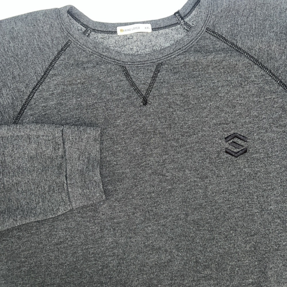 Marine Layer Pullover Sweater Mens Size XXL Grey‎ Crew Neck Casual Logo USA